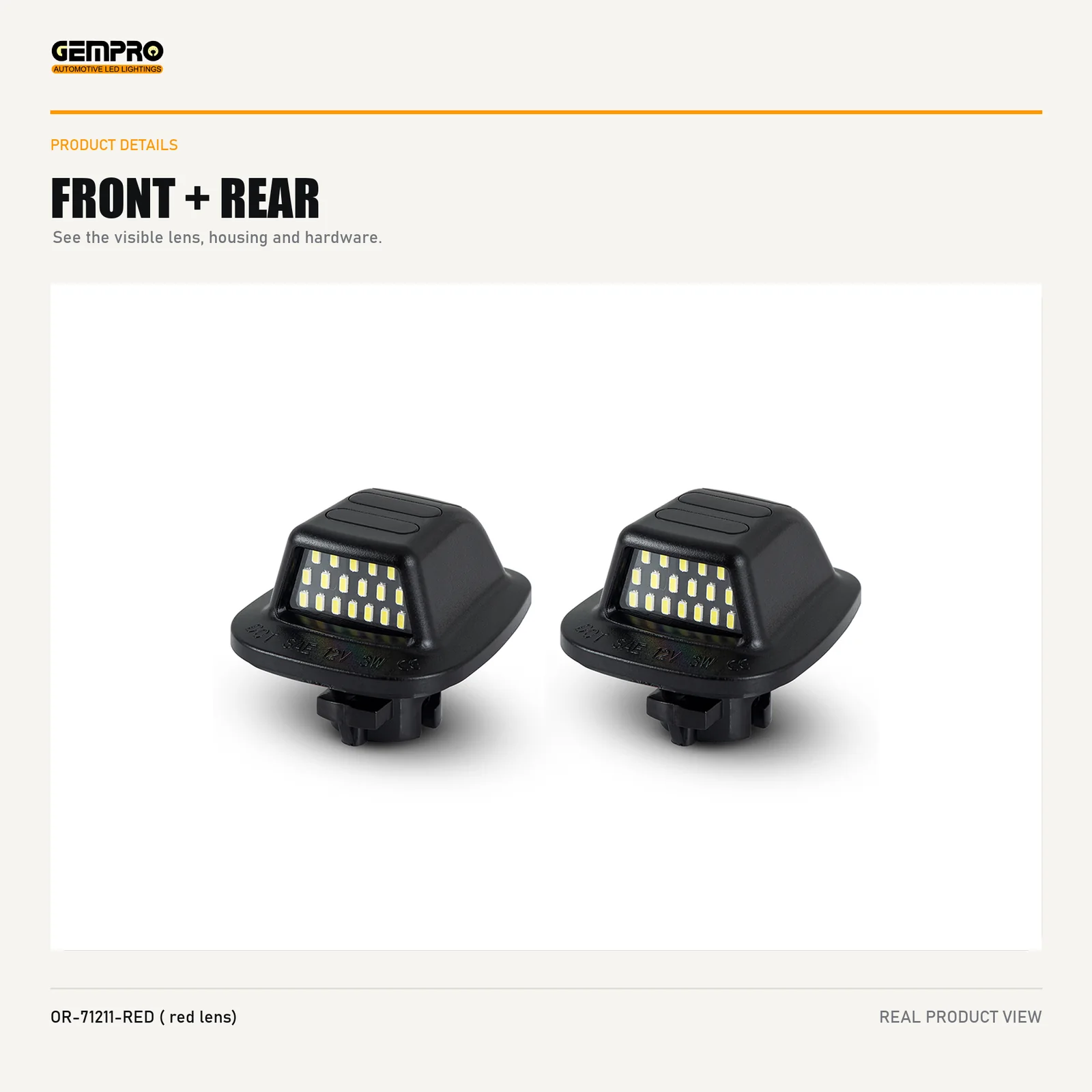 GEMPRO OR-71211-RED-RED-LENS front and rear housing view