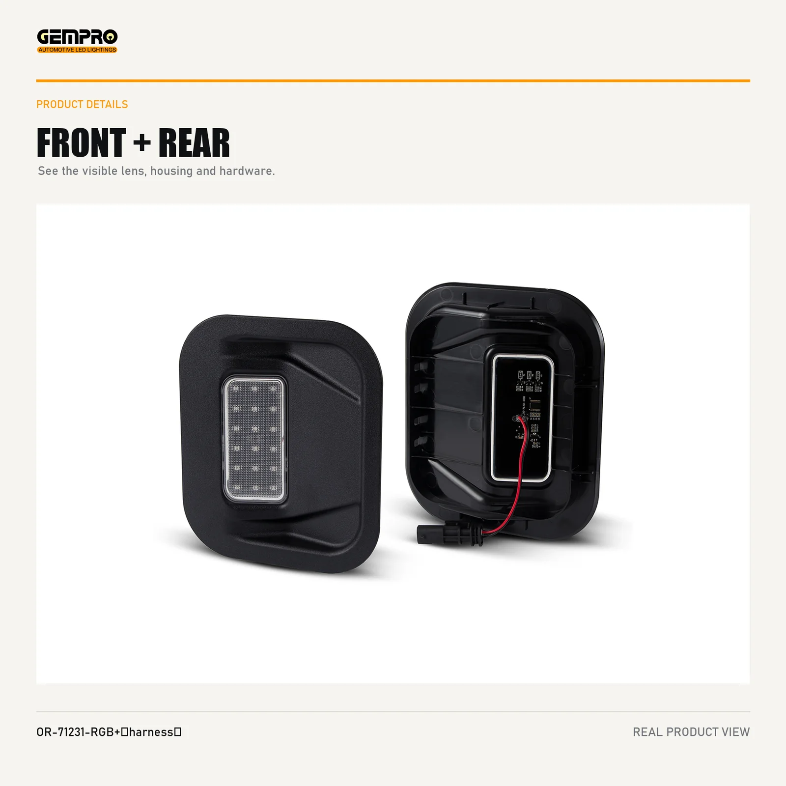 GEMPRO OR-71231-RGB++HARNESS front and rear housing view