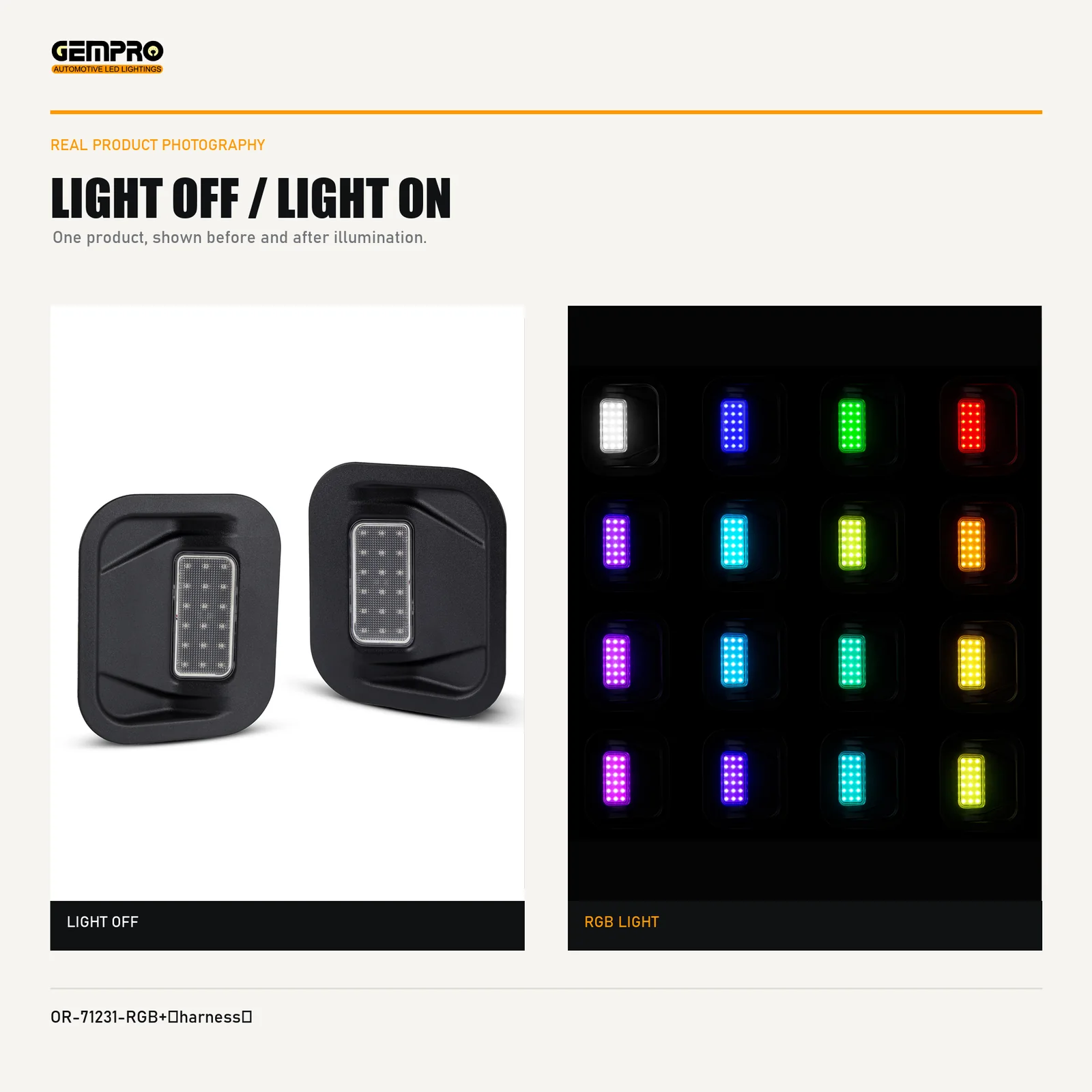 GEMPRO OR-71231-RGB++HARNESS light off and light on