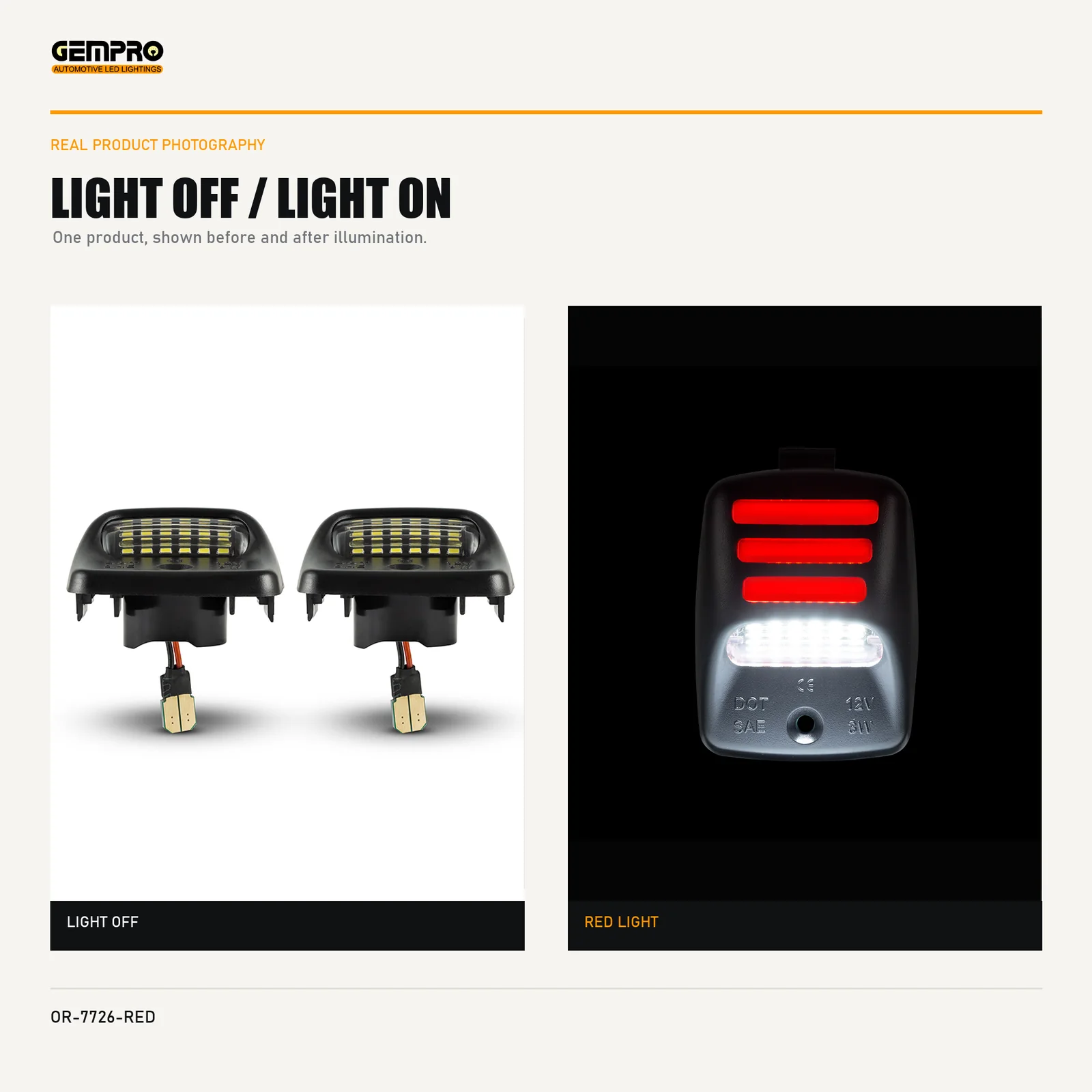 GEMPRO OR-7726-RED light off and light on