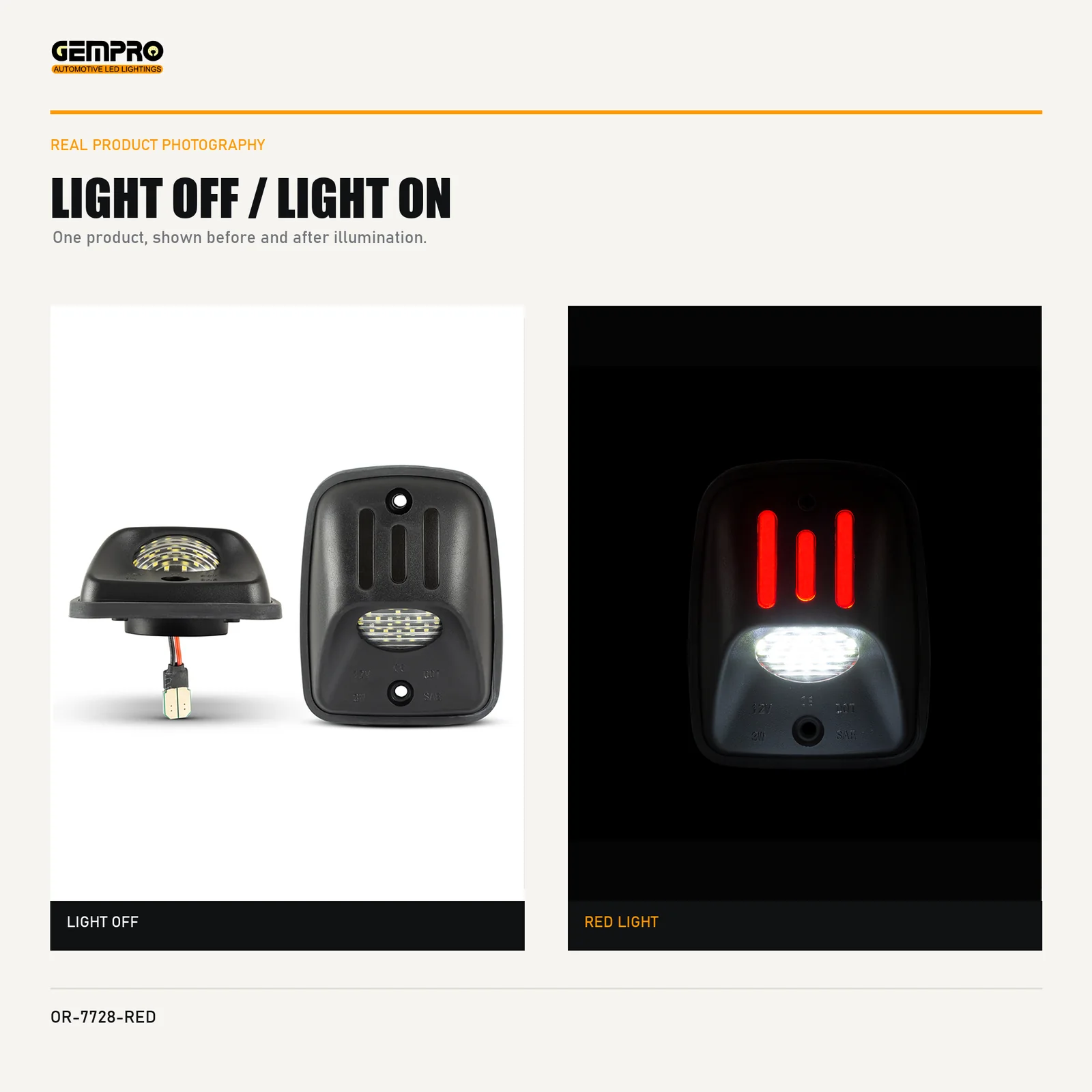 GEMPRO OR-7728-RED light off and light on