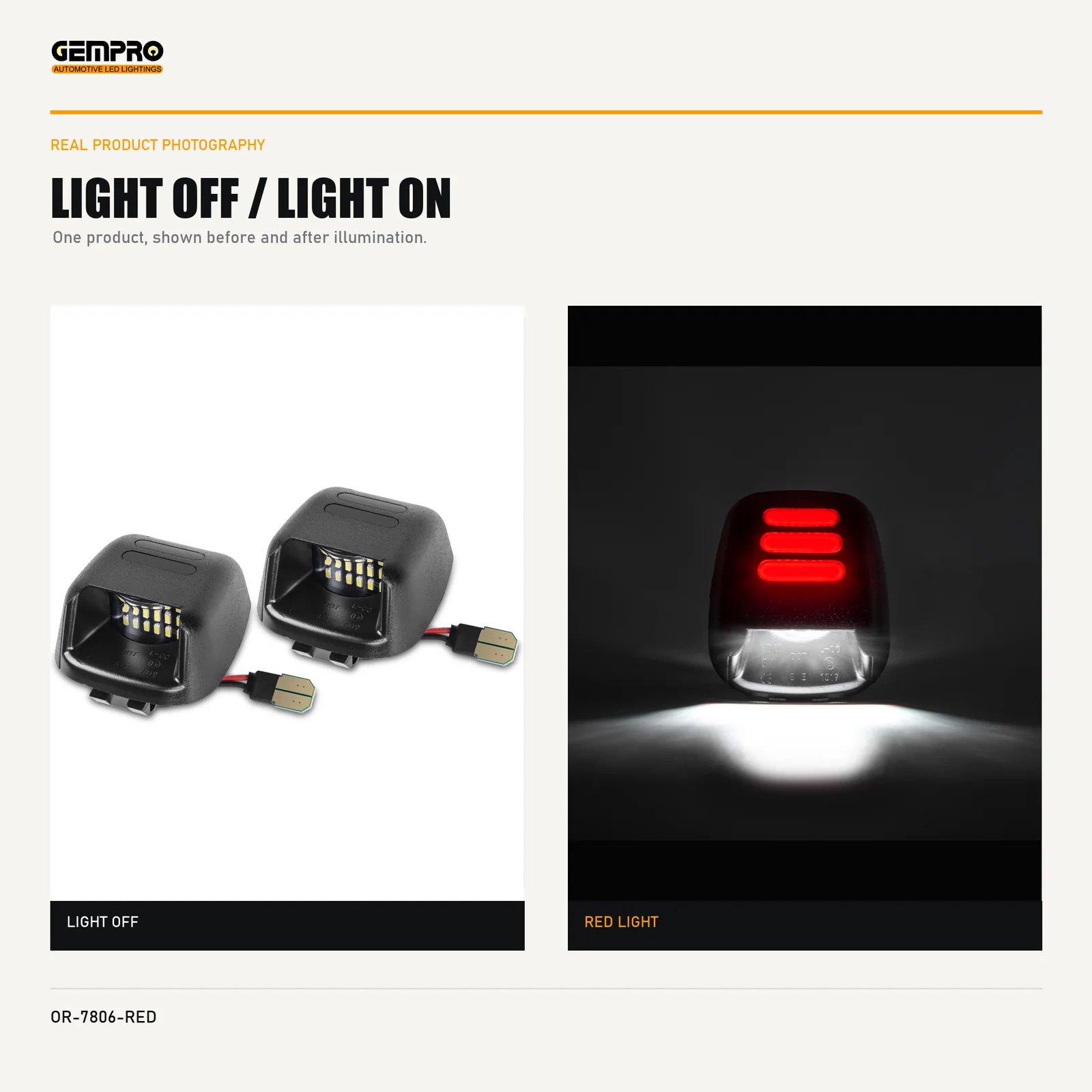 GEMPRO OR-7806-RED light off and light on